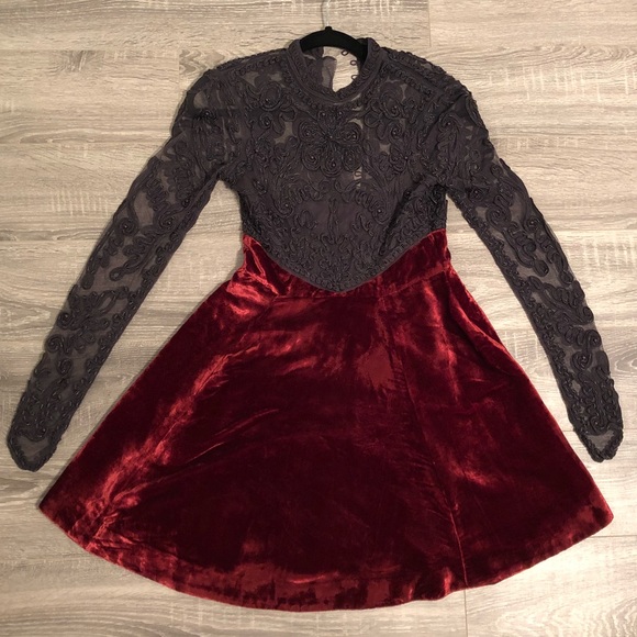 free people red velvet dress